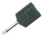 6.35mm Mono Plug - 2 x 6.35mm Mono Sockets