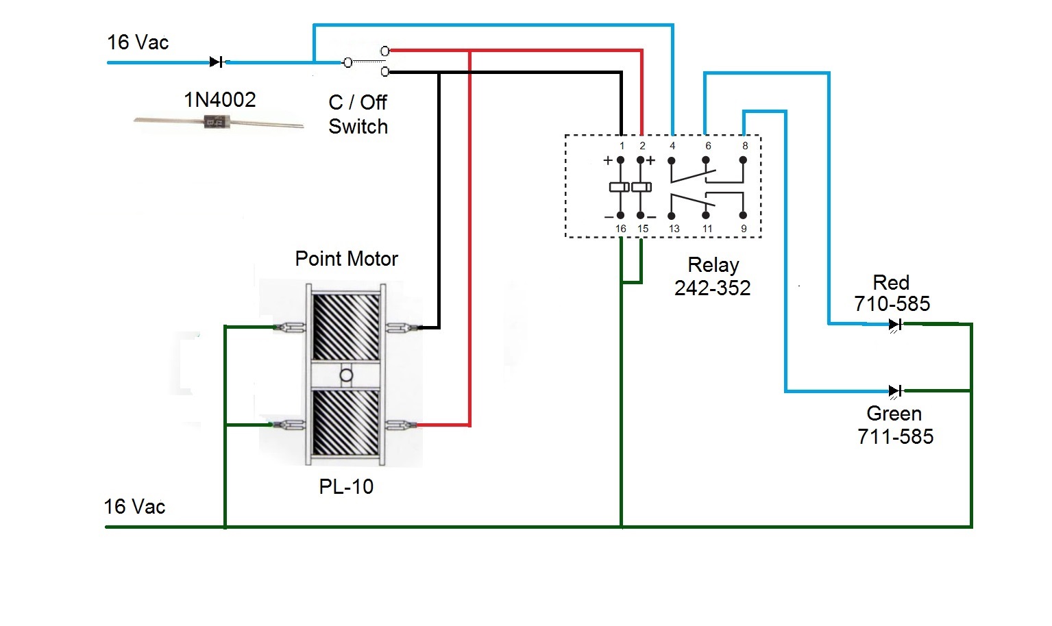 16 Vac supply for point motor indication