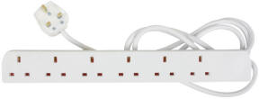 6 Gang 13A Extension Lead 2M - White