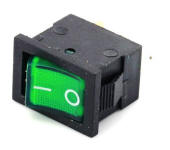 6A DPST Rocker Switch, Green Neon