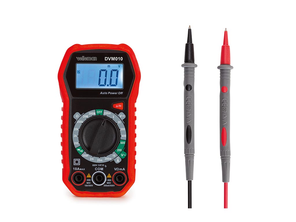 DVM010 Digital Multimeter, AC/DC, Diode, Hfe, Continuity CAT III 600V
